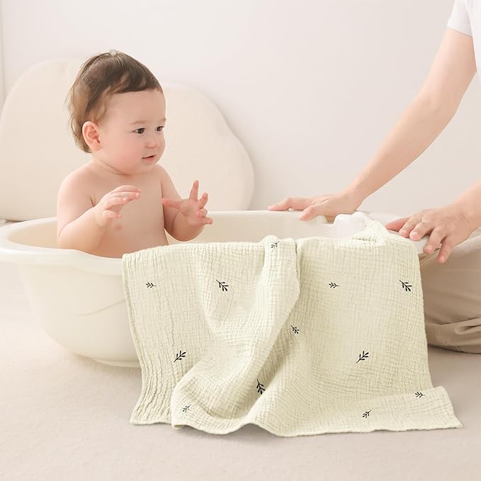 Susurration Muslin Burp Cloths 24x24 Inches Ultra Soft 100% Cotton, 4 or 7 Pack Baby Washcloths for Newborn, Absorbent Burp Rags & Swaddle Blankets