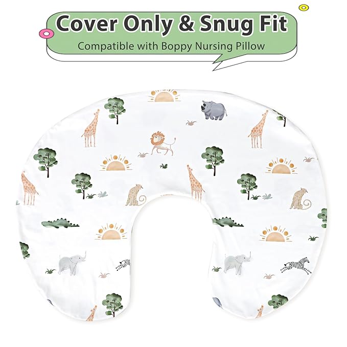 Pea Pod Nursing Pillow Cover for Baby Girl, Stretchy Removable Slipcover for Breastfeeding Pillows, Ultra Soft Comfortable Nursing Pillowcase, Baby Must Have, Forest and Zoo