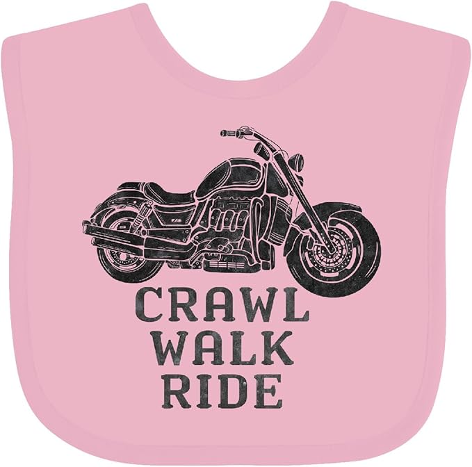 inktastic Crawl Walk Ride Motorcycle Baby Bib