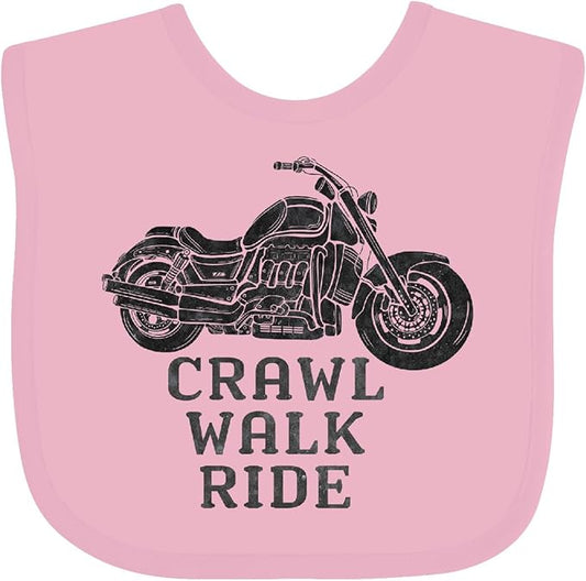 inktastic Crawl Walk Ride Motorcycle Baby Bib