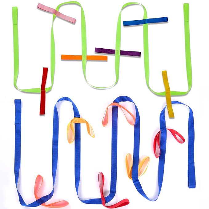 TecUnite 2 Packs Short Walking Rope with 12 Handles Outdoor Safety Daycare Rope Leashes for Preschool Kids Children Toddlers Daycare Schools Teachers, 12 Children 2 Adults(Fresh Color)