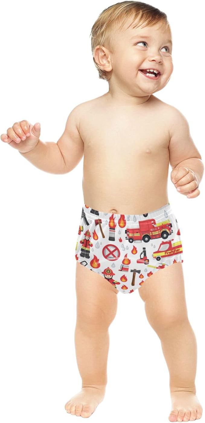 Baby Girls Training Underwear Soft Cotton Nighttime Training Underwear Potty Training Underwear for Toddler 2T Firefighter Man and Fire Fighting