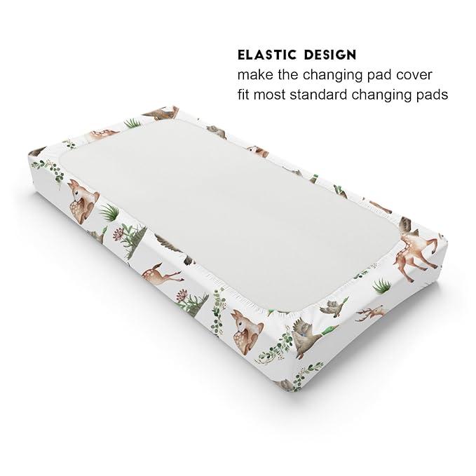 Wild Animals Hunting Baby Changing Pad Covers for Boys Girls 32''x16'' Hunting Animals Leaves Unisex Fitted Changing Table Pad Covers Mats Soft Breathable Nursery Diaper Change Table Sheets