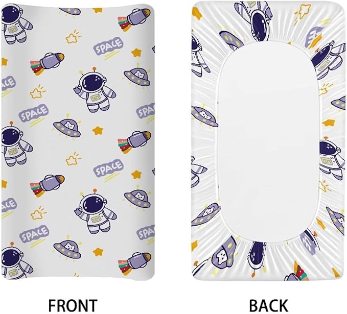 Astronaut UFO Baby Changing Pad Cover Cozy Breathable Universal Tray Table Mat Waterproof Stretchy Lightweight Sheet Crib Mat