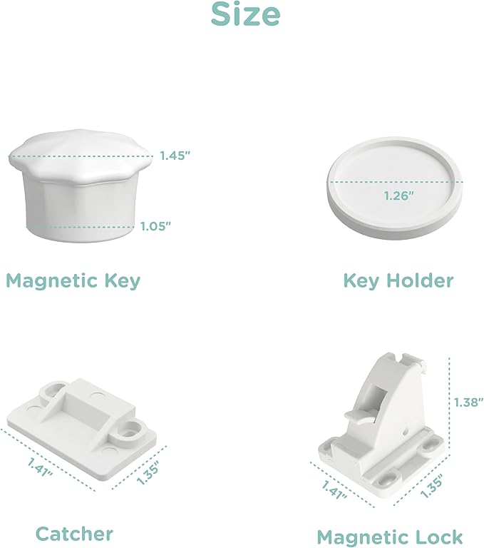 10 Pack Cabinet Locks Baby Proofing - SKYLA HOMES Children Proof Magnetic Cabinet Locks for Cupboard, Drawers, Adhesive Baby Proof Latches (10 Locks and 2 Keys)