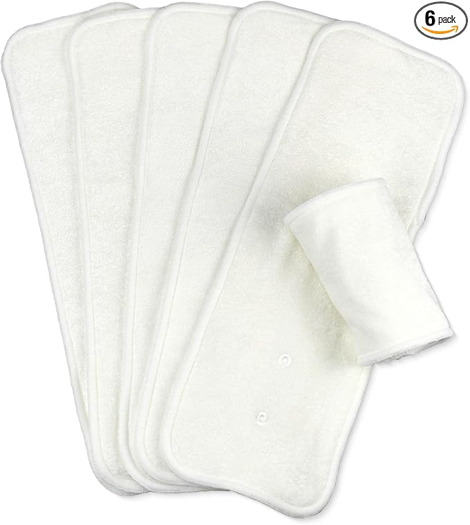 Mama Koala 5-Layer Natural Baby Cloth Diaper Inserts with Snaps, Adjustable and Reusable for Any Baby Cloth Diaper(6 Pack)