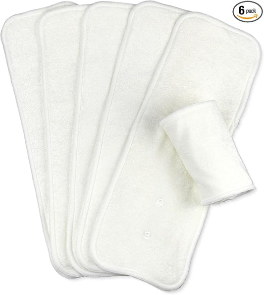 Mama Koala 5-Layer Natural Baby Cloth Diaper Inserts with Snaps, Adjustable and Reusable for Any Baby Cloth Diaper(6 Pack)