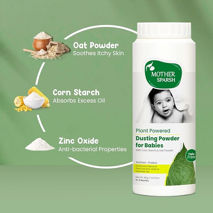 Mother Sparsh Talc-Free Natural Dusting Powder for Babies, 100 g (Pack of 2)