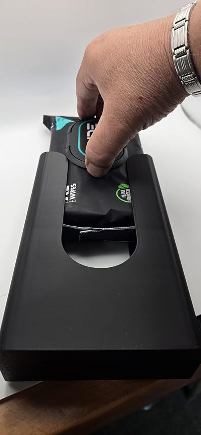 Bathroom Wipes Dispenser - New and Improved Version Holds Packaging for Easy Wipe Access. Wall Mountable - Includes mounting Tape. DWD-Bk