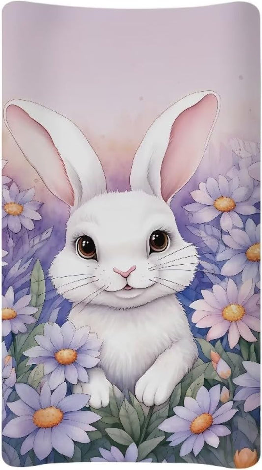 Rabbit Baby Changing Pad Cover Infant Purple Diaper Table Change Mat Sheets Cover Changing Table Covers for Boys Girls Birthday Gifts