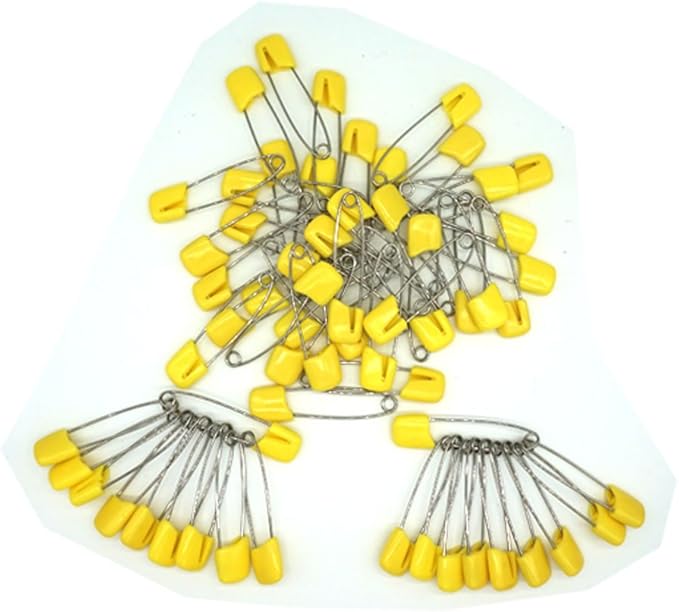 Baby Safety Pins Secure Clips for Fastening Baby Clothes Diaper Napkins 50pcs 60PCS 30PCS (Yellow, 60 pcs)