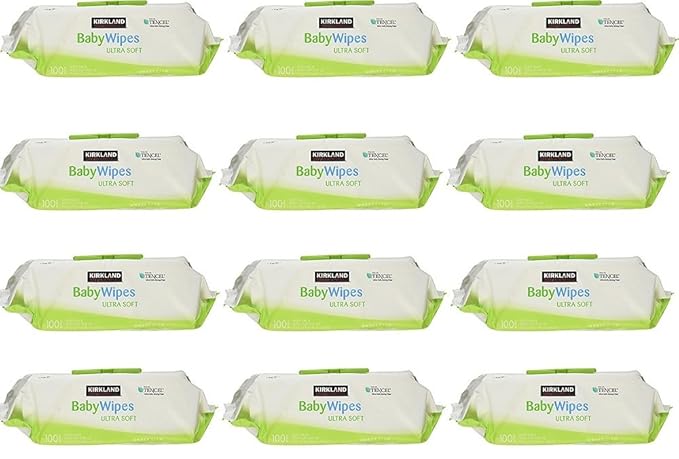 Kirkland Signature Baby Wipes Ultra Soft Unscented Strong Fiber Moisturizes Sensitive Skin Extra Large Wipes Aloe and Vitamin E Hypoallergenic, 1200 wipes
