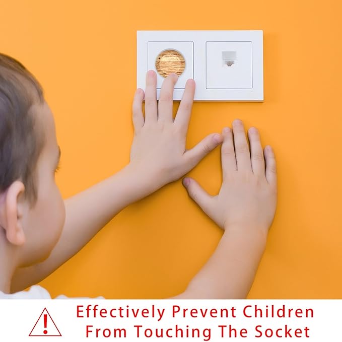 Baby Safety Outlet Plug Electrical Socket Covers, Pine Flooring Boards Texture (3)