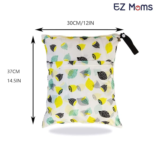 EZ Moms 3 Pcs Reusable Waterproof Wet Bag With Two Pockets For Diaper Pouch Wet Dry Bag For Breast Pump Parts Wet Bag For Swimsuit Waterproof Bags For Swimming Wet And Dry Bags For Baby