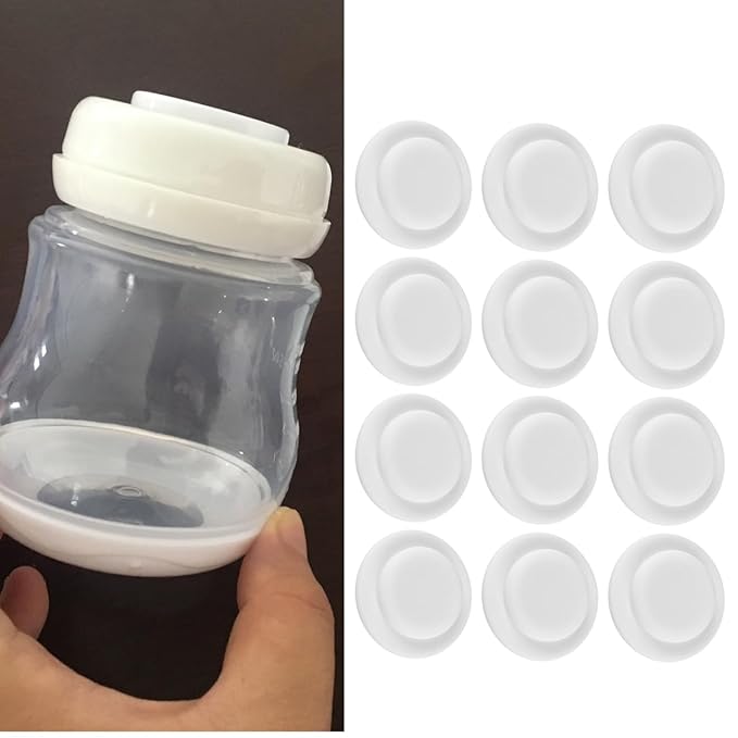 FAVOMOTO 1 Set 12pcs Milk Storage Cup Seal Bottle Sealing Discs Bottles Bottle Sealing Disk Breastmilk Bottles Sealing Discs for Jars Tippee White Food Grade Silicone