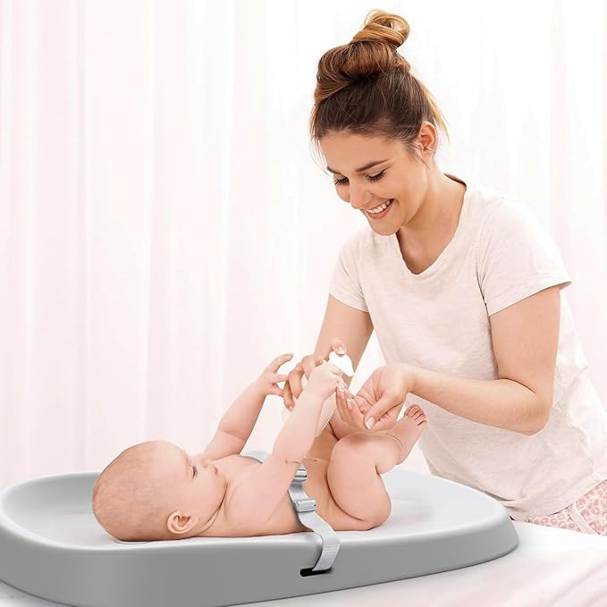 Bellababy Baby Changing Pad, Waterproof & Non-Slip, Soft, Easy to Clean, Lightweight, Portable, Polyurethane (PU), 27.6 * 19.2 * 2.9, Gray