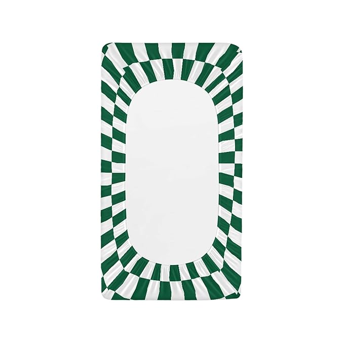 Deep Green Checkered Changing Pad Cover for Baby Girls Boys Cartoon Breathable Diaper Change Table Sheet Soft Stretchy Cute Change Table Mat Cover Fit 32x16