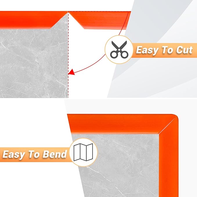 Rubber Edge Corner Trim, Self Adhesive L Shaped Edge Guard for Tile, Small Size Peel and Stick Edge Protectors, Wall and Furniture Edges, Orange Color, 20Ft