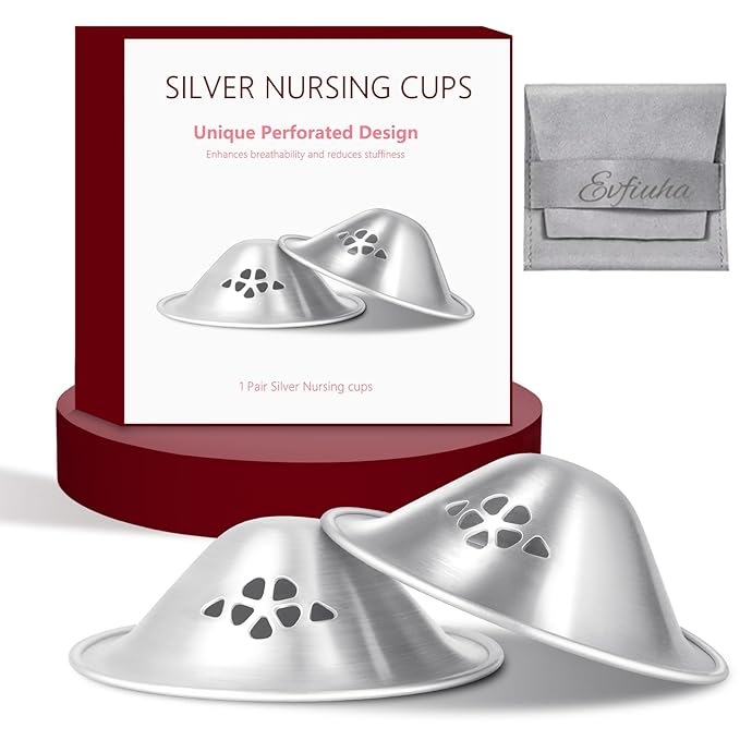 999 Silver Nursing Cups, Original Perforated Breathable Design, FSA&HSA Eligible Silver Nipple Covers for Breastfeeding Essential, Nipple Shields for Breastfeeding Newborn (X-L)