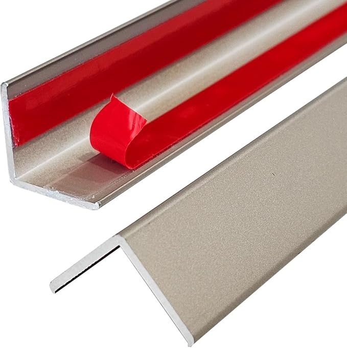 12 Pcs Aluminum Angle Corner Guards, 1" x 1" x 39.4" Metal Wall Corner Protector L-Shaped Molding Trim for Wall Door Frame Cabinet Protection Decoration, 2 mm Thickness, Champagne