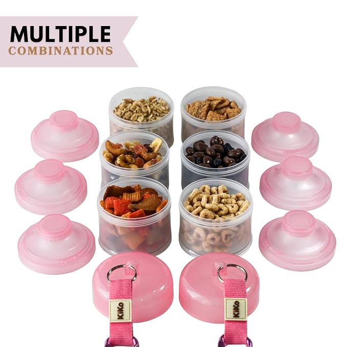 Formula Container to Go – Baby Essentials, Stackable Formula Dispenser for Night Feedings, Snacks and More – 2 Pack, by KiKo (Pink)