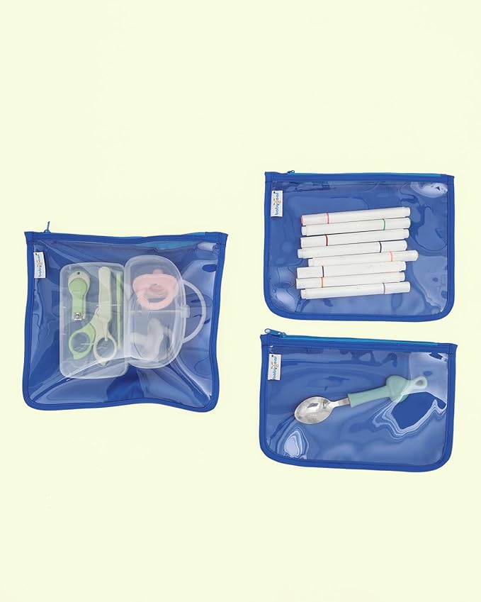 babygoal Waterproof Wet Dry Bags 2 Pack with 3pcs Clear Travel Bags for Beach, Baby Cloth Diapers, Swimsuit, Pump Parts, Pool, Gym, Toiletries,Makeup Cosmetics