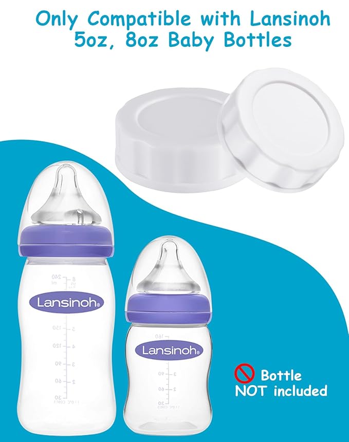 Baby Bottle Caps Compatible with Lansinoh Bottles, Travel and Storage Bottle Lids Replacement, 8 Count