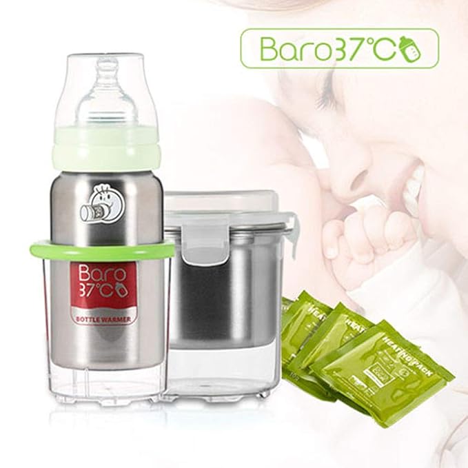 Portable Bottle Warmer for Travel – Fast Heating for Breast Milk & Water, Patented Flameless Heating System (No Gas/Fire/Electricity), 300ml, Heat Only What You Need, Keep Milk Fresh and Warm