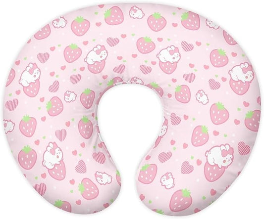 Strawberry Bunny Nursing Pillow Cover Nursing Pillows for Breastfeeding Fits The Original Support for Breastfeeding Nipple Shields for Breastfeeding Newborn