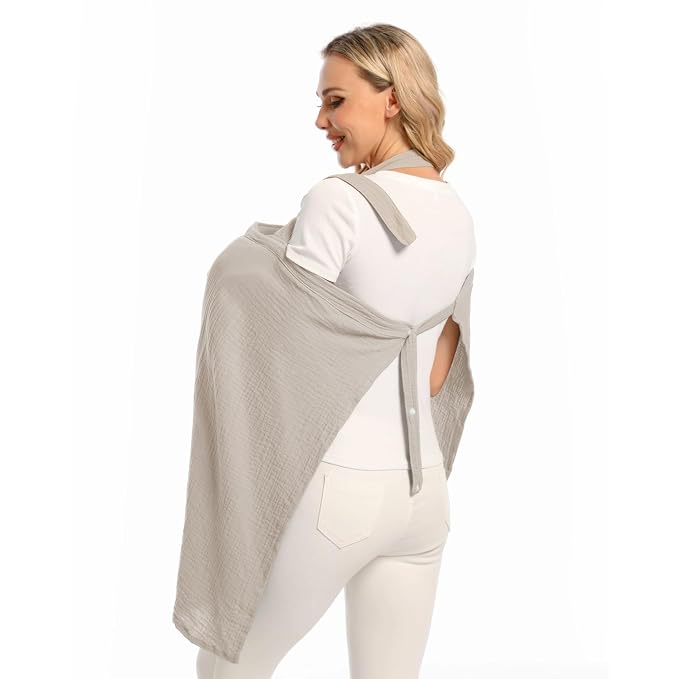 Wimst Muslin Nursing Cover Breastfeeding for Women, Soft and Breathable Breastfeeding Cover with Rigid Hoop for Nursing Apron (Beige)