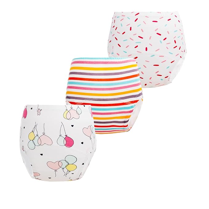 Potty Training Pants for Girls, Toddler Learning Designs Training Underwear Pants(8 Packs, White, 3-4T, M)