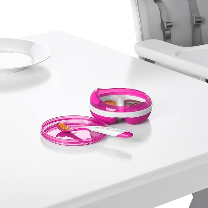 OXO Tot Divided Feeding Dish with Removable Ring Pink