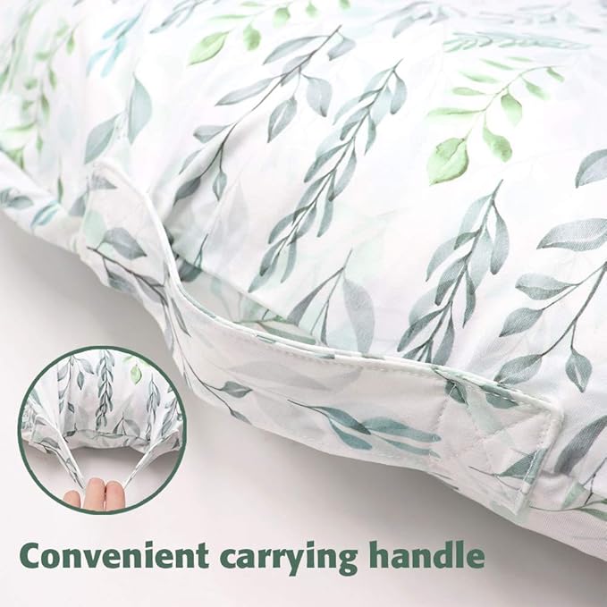 Transform Your Baby's Lounger and Nursing Pillow with Our Stylish Green Leaf Covers, Soft, Durable, and Easy to Clean