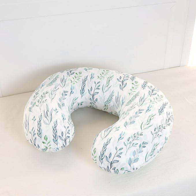 DILIMI 2 Pack Nursing Pillow Cover, Stretchy Removable Case for Breastfeeding Pillows, Ultra Soft Comfortable Slipcover for Baby Girl and Boy, Green Leaf
