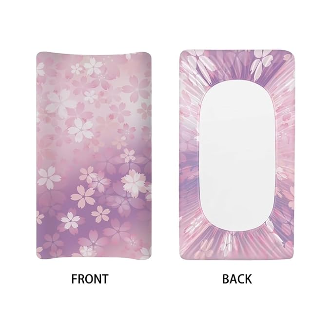 Breathable Diaper Changing Pad Cover for Baby Girls and Boys, Soft Changing Table Sheets 16 * 32 Inches, Pink Cherry Blossom