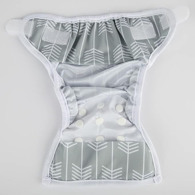 Newborn Baby Cloth Diaper Cover Nappy Hook and Loop (Grey Arrow)