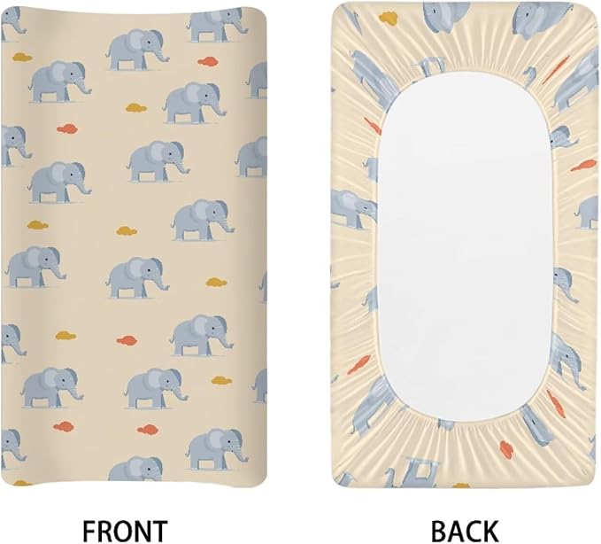 Elephant Changing Pad Cover Waterproof Nursery Pad Change Cover Stretchy Diaper Changing Mat Cover Fit 32"x16" Contoured Pad