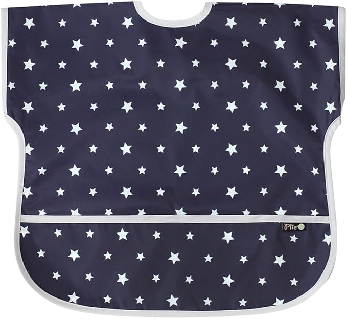 Plie Short Sleeve Waterproof Bib for Toddlers – Easy Clean Feeding Apron for Mealtime, Daycare, Self-Feeding, Lightweight