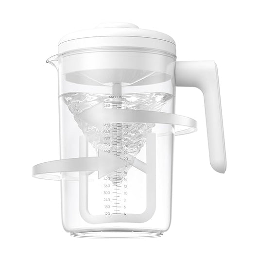 Electric Formula Pitcher, 36 oz Baby Formula Mixing Pitcher, Automatic Baby Formula Mixer, Bidirectional Stirring Breastmilk Pitcher, Locking Lid Smooth Formula Maker Milk Storage for Fridge（White)