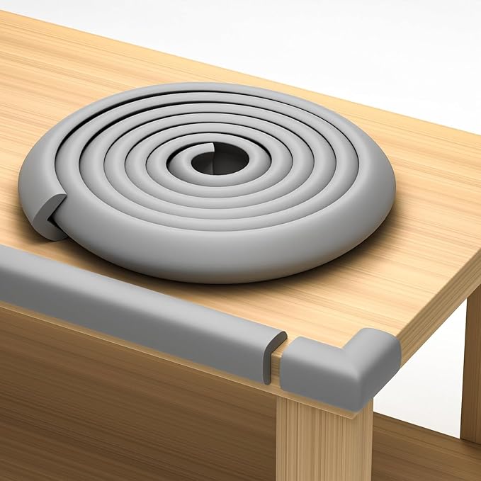 Furniture Corner Protector Strip,Furniture Safety Bumper Guards Baby Proofing Rubber Strip Cushion Child Proofing Foam for Glass Table Fireplace (Grey)