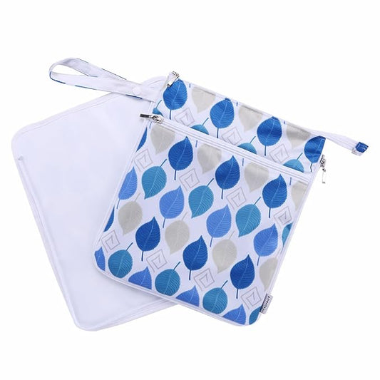 Breast Pump Bag Wet/Dry Bag with Preparation Place Mat, Waterproof Pump Parts Storage Bag for Moms Pumping at Work or Outdoors(Dancing leaves)