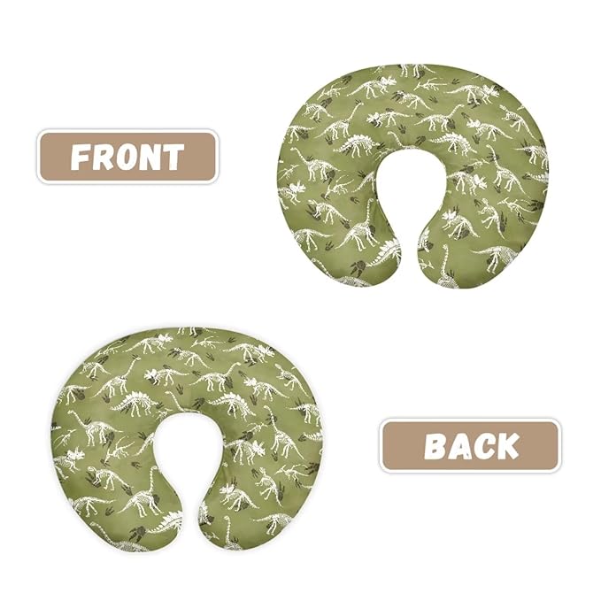 Jeiento Green Dinosaur Breastfeeding Pillow Covers Soft Comfort Dinosaur Nursing Pillow Case Stretchy Removable Slipcover for Newborn Boys Girls,Bottle Feeding,Cover Only