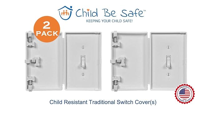 Baby Toddler Pet Resistant Electrical Safety Cover Guard for Home and Business, Made in USA, Traditional Standard Toggle Light Switch (White, 2 Pack)