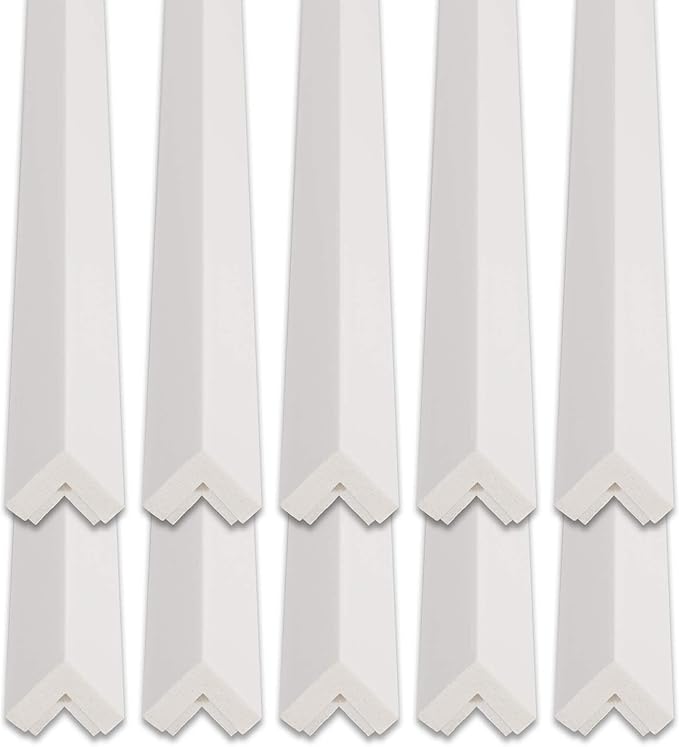 Outwater White 3/4" X 3/4" Wall Corner Protector Trim with Adhesive, 8FT Length, 10 Pack