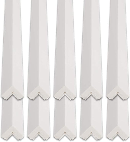 Outwater White 3/4" X 3/4" Wall Corner Protector Trim with Adhesive, 8FT Length, 10 Pack