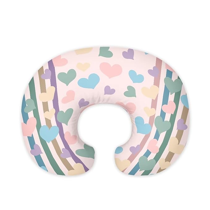 Pink Heart Nursing Pillow Cover, Ultra Soft Breastfeeding Pillows for Baby Boys Girls, Removable and Washable Baby Support Cover Fit for Most Standard Nursing Pillow