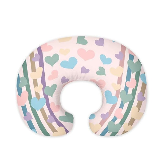 Pink Heart Nursing Pillow Cover, Ultra Soft Breastfeeding Pillows for Baby Boys Girls, Removable and Washable Baby Support Cover Fit for Most Standard Nursing Pillow