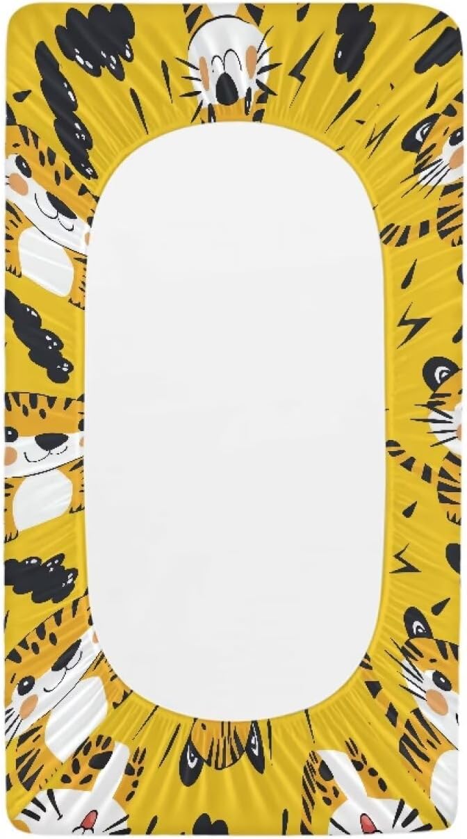 Cute Tiger Changing Pad Cover Waterproof Stretchy Baby Changing Table Cover Durable Comfy Cozy Universal Tray Table Mat