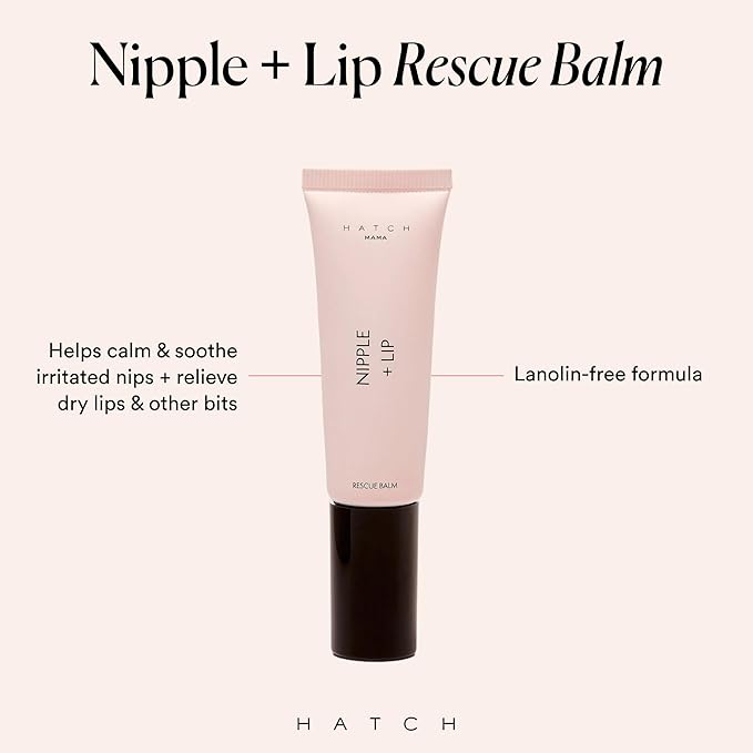 HATCH Nipple + Lip Rescue Balm - 1oz Lanolin Free Nipple Cream - Natural Nipple Care for Breastfeeding - Hydrating Nipple Balm - Mama Safe Breastfeeding Essentials