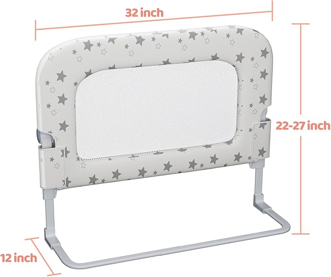 Bed Rail for Toddlers: 32" Foldable Toddler Bed Rails Bed Safety Rail, Height Adjustable Baby Bed Rail Guard for Crib Twin, Full, Queen Bunk Size Bed, Portable Bed Railing for Baby